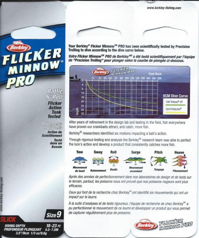 Flicker Shad 7 Dive Chart